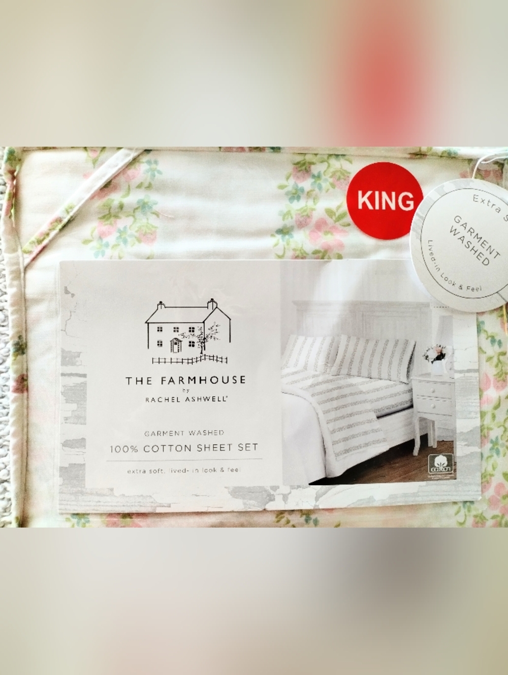 Shabby Chic Rachel Ashwell Cotton Sheet Set King Pink Floral Wild Berries